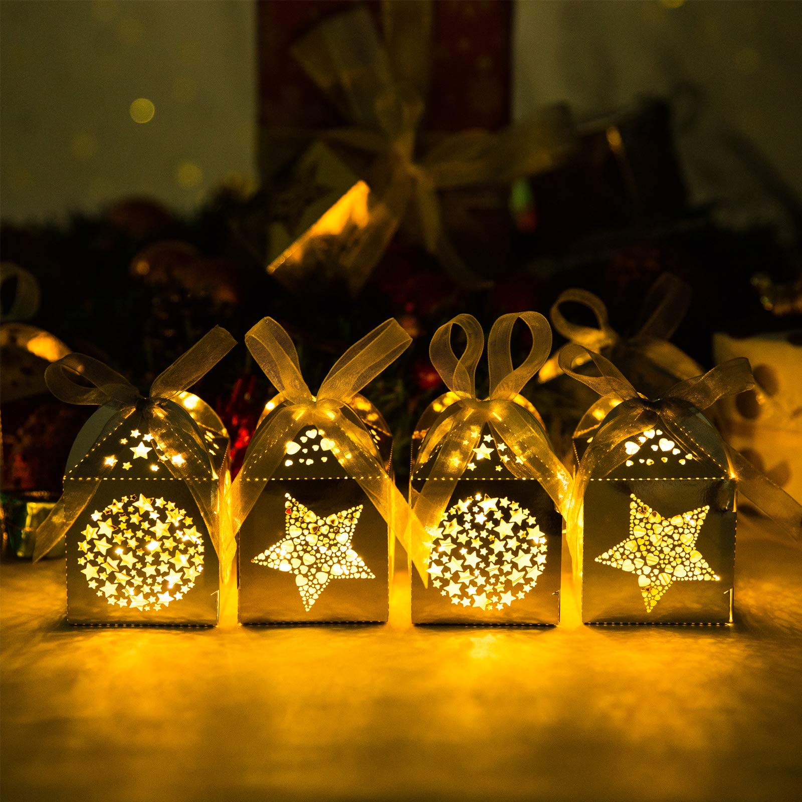 Amazon.co.jp: NALERクリスマス ラッピング ボックス 40個入れ 星